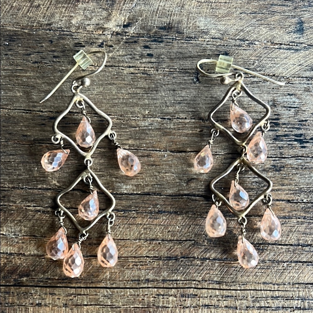 Elegant Gold and Pink Dangle Earrings